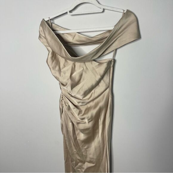 Jonathan Simkhai Sahar one-shoulder ruched satin-crepe gown NWT Size 0 - Picture 6 of 10